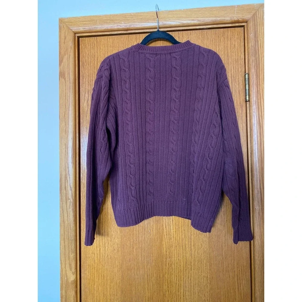Dockers Vintage Cable Knit‎ Red Cotton Crew Neck Sweater Large Preppy Old Money